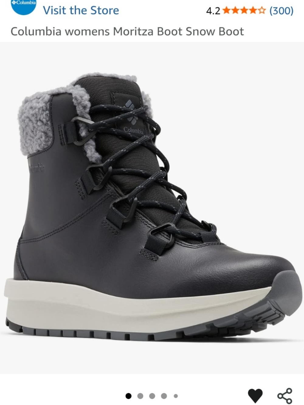 Columbia Black and Graphite Moritza Boot Wide
